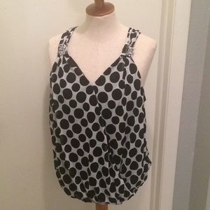 INC Polka Dot faux wrap blouse XL
